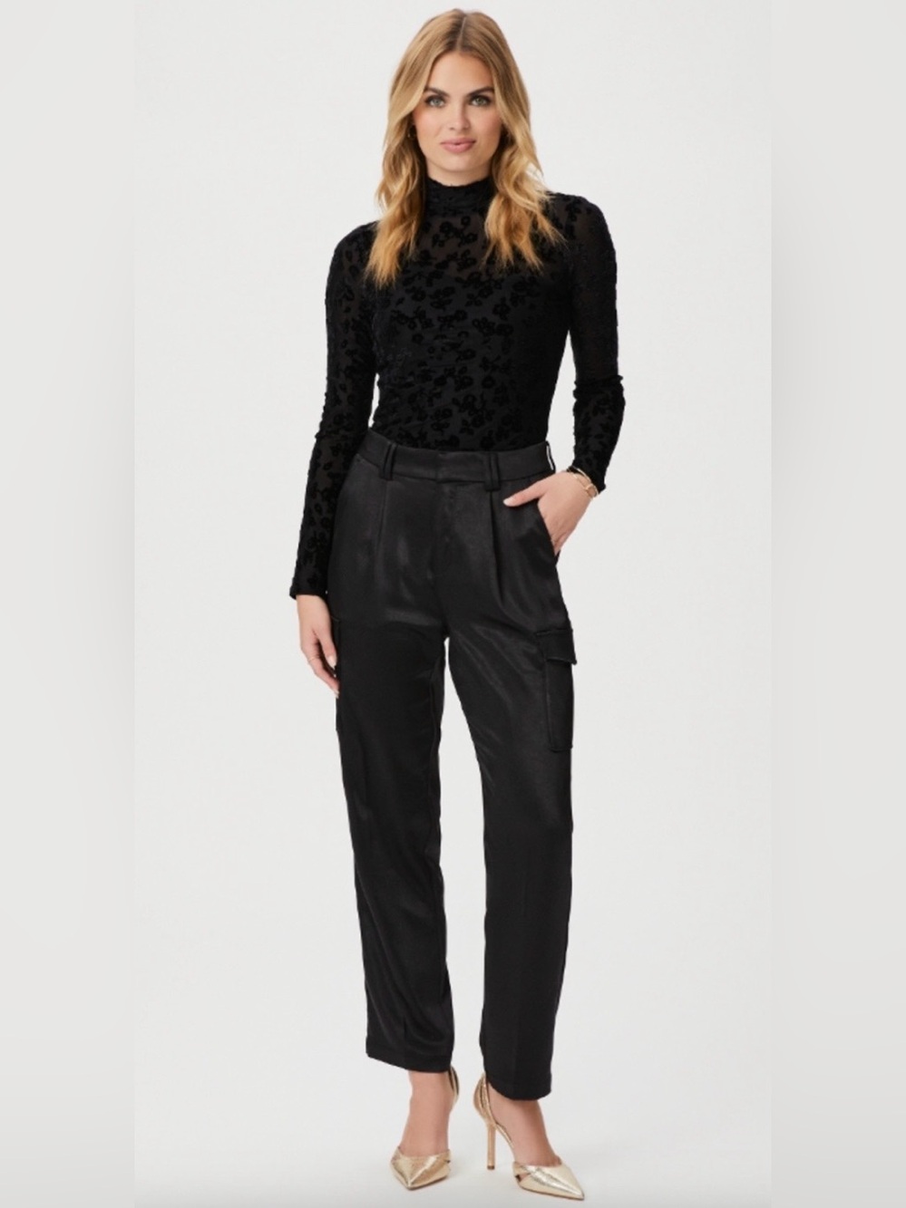 PAIGE Satin Cargo Pants